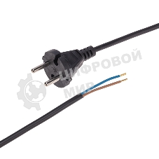 Шнур электрический с прямой вилкой 10А 2200Вт ПВС 2х0.75кв.мм 1.5м черн. Rexant 11-1305