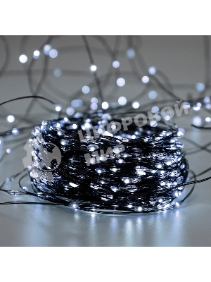 Гирлянда Роса с контроллером 50м, 500LED, IP20, 230В, зеленый провод, белое свечение 