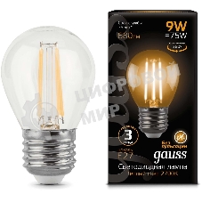 Лампа светодиодная Filament Шар E27 9Вт 2700К Gauss 105802109