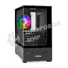 Компьютерный корпус Minitower ExeGate i3 SEA (mATX, БП 800NPX, 2*USB+1*USB 3.0, HD аудио, черный, 1 вент. 12см с RGB подсветкой, передняя и боковая панели - закаленное стекло)