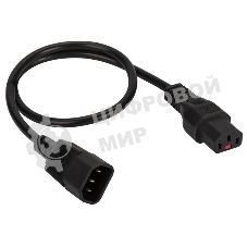 Шнур питания Lanmaster с блокировкой C13-C14, 3х0.75, 220В, 10А, черный, 3 метра