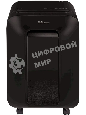 Шредер Fellowes PowerShred LX200 черный (секр.P-4)/перекрестный/12лист./22лтр./скрепки/скобы/пл.карты