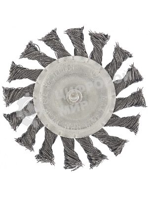 Щетка для дрели Matrix 75 мм, плоская со шпилькой, крученая металлическая проволока