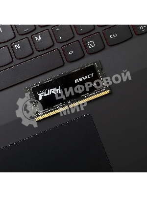 Оперативная память Kingston Fury Impact, DDR5, 16Gb (1x16Gb), 6400MHz, CL38, ECC, SO-DIMM, с радиатором, черный