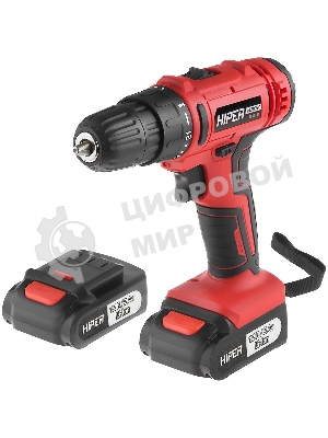Дрель аккумуляторная Hiper 12В, 30Нм, 2Ач, 2 скорости, 2 акк, Li-ion, БЗП 10мм, кейс