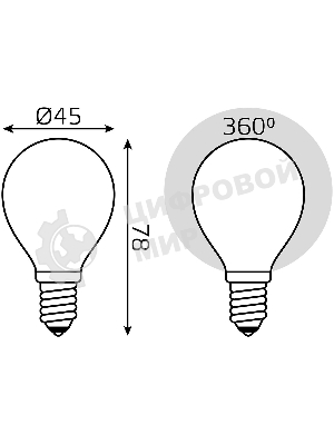 Лампа светодиодная Gauss Filament 105201109-D 9Вт цок.: E14 шар 220B 3000K св. свеч. белый теп. (упак.: 10 шт)