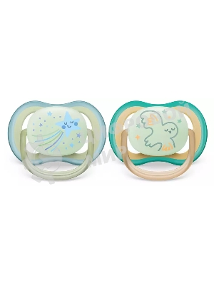 Пустышка Philips Avent ultra air, ночная, звезда/сова, 0-6 мес., 2 шт.