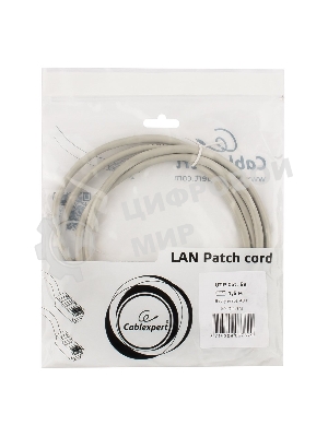 Патч-корд UTP Cablexpert cat.5e, 1.5м, литой, многожильный, серый