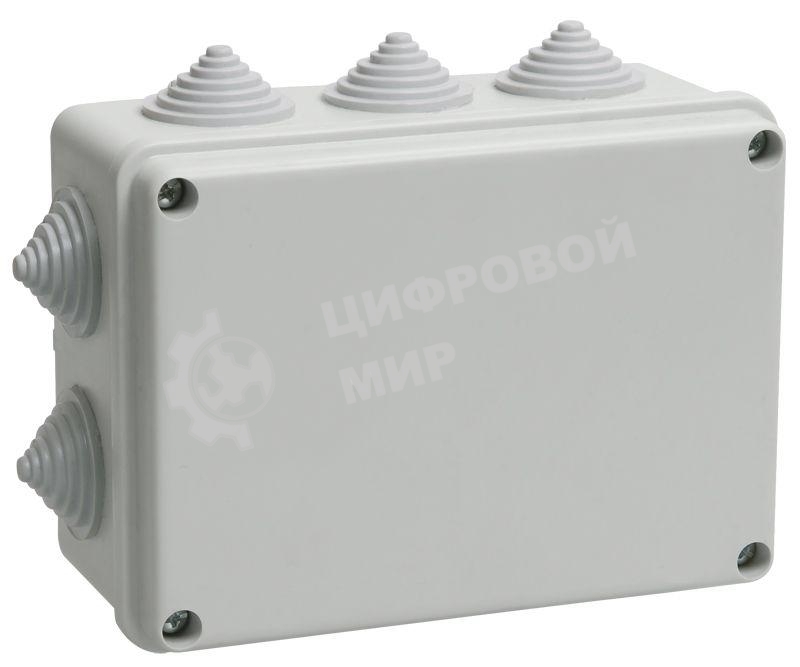 Коробка КМ41242 распаячная IEK UKO10-150-110-070-K41-55 для о/п 150х110х70 мм IP55 (RAL7035, 10 гермовводов)