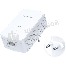 Комплект гигабитных адаптеров Mercusys AV1000 Gigabit Powerline Kit, HomePlug AV2 standard, 1 Gigabit port, 300m over electrical circuits, plug and play.