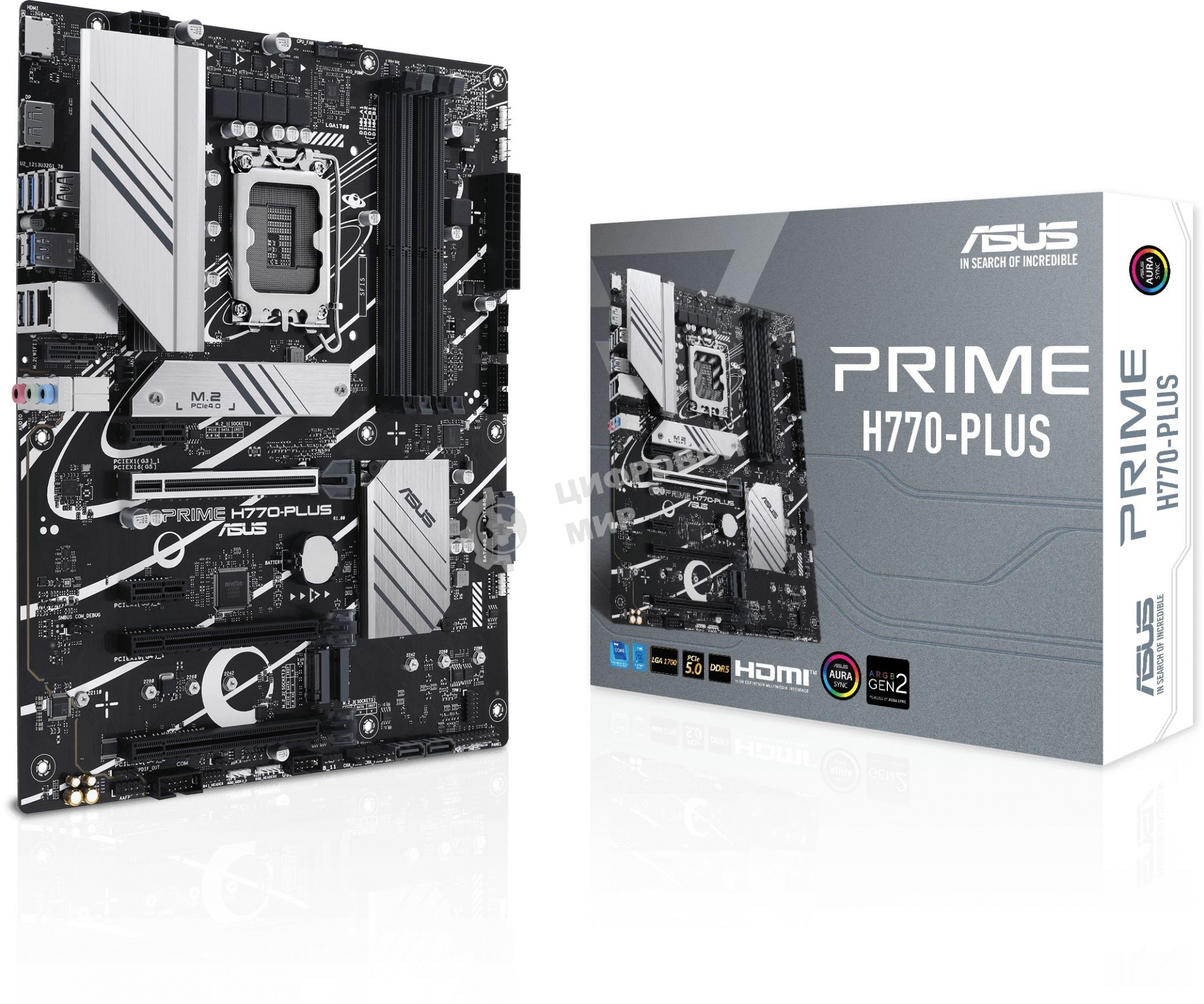 Материнская плата ASUS PRIME H770-PLUS, LGA 1700, Intel H770, 4xDDR5, 4xSATA, 3xM.2 PCIe 4.0 x4, 1xPCIe 5.0 x16, 2xPCIe 4.0 x4, 1xHDMI, 1xDP, 1xUSB-C 3.2 Gen 2, 2xUSB 3.2 Gen 2, 3xUSB 3.2 Gen 1, 1x 2.5Gb LAN, 3x3.5 мм, 7.1, ATX