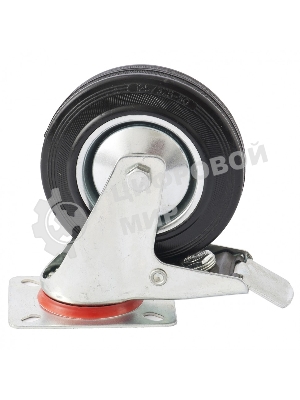 Колесо поворотное Сибртех с тормозом, диаметр 160 мм, крепление платформенное