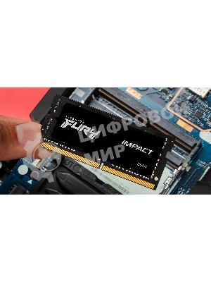 Оперативная память Kingston Fury Impact, DDR5, 16Gb (1x16Gb), 6400MHz, CL38, ECC, SO-DIMM, с радиатором, черный