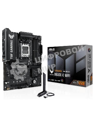 Материнская плата ASUS TUF GAMING B650-E WIFI, AM5, AMD B650, 4xDDR5, 4xSATA, 3xM.2, 1xPCIe 4.0 x16, 1xPCIe 4.0 x16, 1xPCIe x1, 1xDP, 1xHDMI, 1x2.5Gb LAN, Wi-Fi 6E, Bluetooth 5.3, 2xUSB-C (1x10Gbps, 1x20Gbps), 3xUSB-A 5Gbps, 2xUSB-A 10Gbps, 3xUSB-A 2.0, 5x3.5 мм, 7.1, ATX