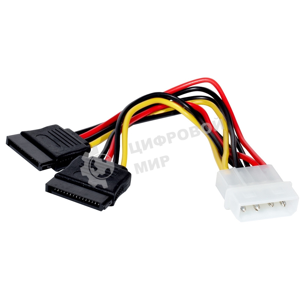 Кабель питания 2xSATA (от разъема Molex (IDE) блока питания), 15 см ExeGate