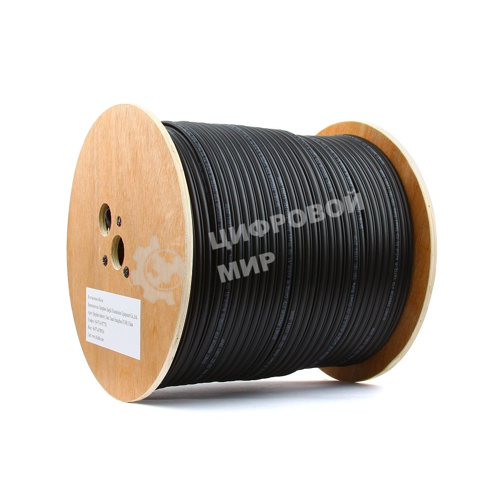 Кабель SkyNet Premium UTP outdoor 4x2x0,51 на тросу, медный, FLUKE TEST, кат.5e, однож., 305 м, на катушке, черный