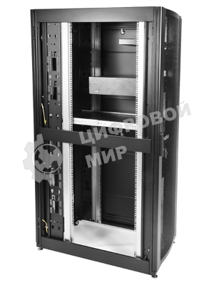 Шкаф серверный ПРОФ напольный 42U (600x1200) дверь перфор., задние двойные перфор., черный, в сборе (ШТК-СП-42.6.12-48АА-9005) (1 коробка)