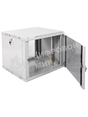 Шкаф телекоммуникационный настенный разборный 9U (600х520) дверь стекло, черный (ШРН-Э-9.500-9005)