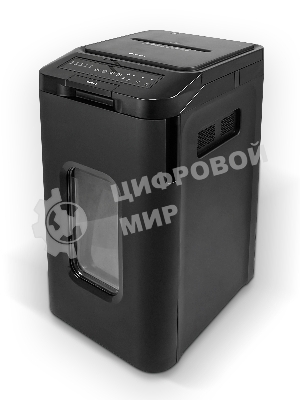 Шредер Heleos АП55-4 черный с автоподачей (секр.P-4) фрагменты 400лист. 55лтр. скрепки скобы пл.карты