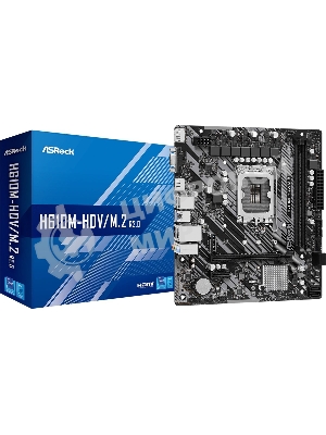 Материнская плата ASRock H610M-HDV/M.2 R2.0, LGA 1700, Intel H610, 2xDDR4, 4xSATA, 1xM.2, 1xPCIe 4.0 x16, 1xPCIe x1, 1xDP, 1xHDMI, 1xVGA, 1x 1Gb LAN, 2xUSB-A 3.2 Gen 1, 4xUSB 2.0, 3x3.5 мм, 7.1, mATX
