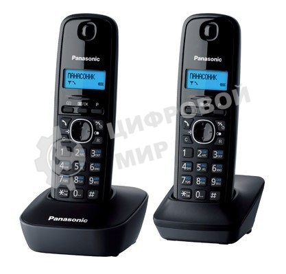 Телефон беспроводной (DECT) Panasonic KX-TG1612RUH (серый) Доп трубка в комплекте,АОН, Caller ID,12 мелодий звонка,поиск трубки