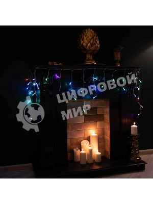 Гирлянда Neon-night Айсикл (бахрома) светодиодный, 1,8 х 0,5 м, прозрачный провод, 230 В, диоды RGB