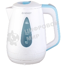 Чайник электрический Energy E-214 белый/голубой (1.7 л, диск)