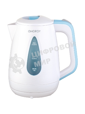 Чайник электрический Energy E-214 белый/голубой (1.7 л, диск)