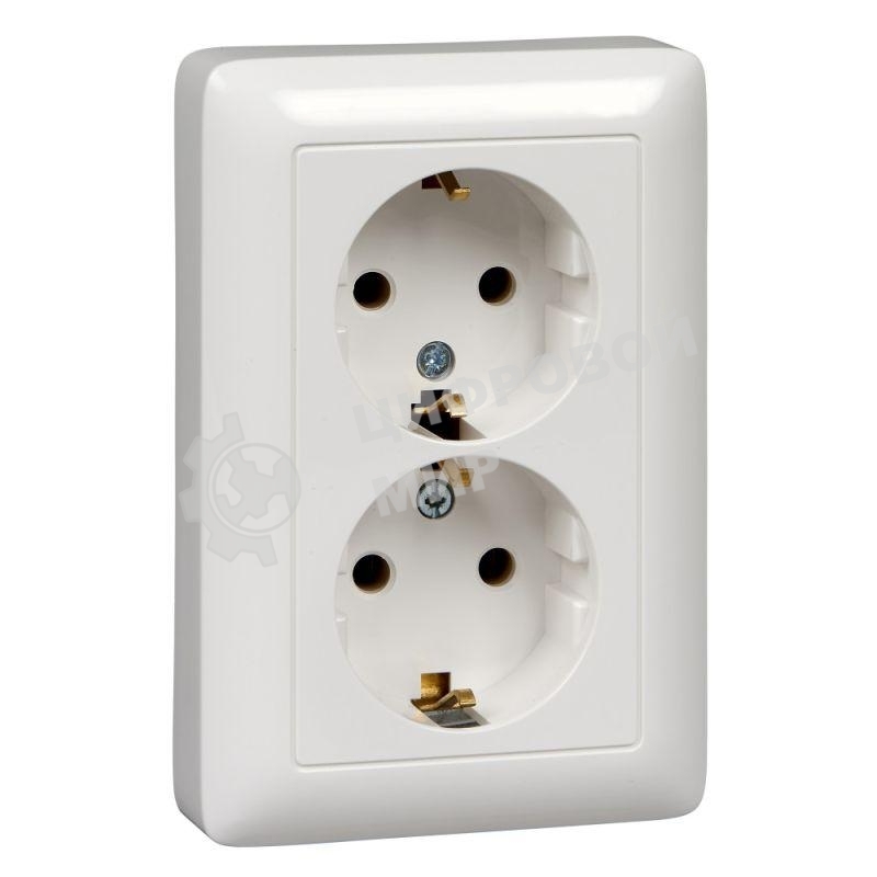 Розетка С/У с з/к со шторками 16А 250В, белый. ХИТ двойная Розетка С/У с з/к со шторками 16А 250В, белый. ХИТ двойная