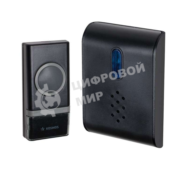 Звонок дверной беспроводной Космос полиф. 26 мелодий 150м 1 кноп. IP44 черный