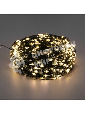 Гирлянда Роса с контроллером 50м, 500LED, IP20, 230В, зеленый провод, теплое белое свечение 
