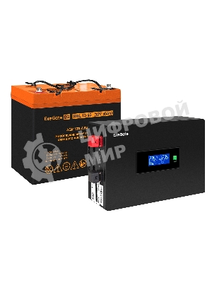 Комплект Источник бесперебойного питания EX295992RUS + батарея 55Aч EX285652RUS 1шт (инвертор, синус, для котла, PF=1, настенный) ExeGate IdealSine SR-600.LCD.2SH <600VA/600W, чистая синусоида, цветной LCD-дисплей, 2*Schuko, крепление настенное, черный> + батарея ExeGate HRL 12-55 (12В, 55А·ч) 1шт