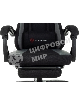 Кресло Zombie Weaver черный/серый, ткань, подголовник, подставка для ног