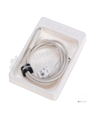 Кабель Rexant USB-A - Lightning для Apple, 2,4А, 1м, в белой нейлоновой оплетке