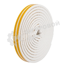 Уплотнитель самоклеящийся, белый, D-профиль 9х7,5мм, для зазоров 3-5мм, упаковка по 6м PROconnect