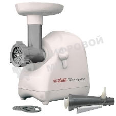 Мясорубка электрическая Белвар КЭМ-П2У-302-10 белый, 1500 Вт, 0.4 кг/мин, реверс, защита от перегрузки, насадки - 5