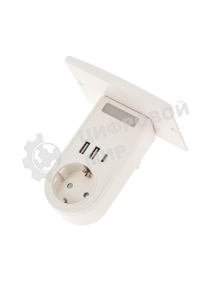 Сетевое зарядное устройство USB Rexant (2хUSB-A + USB-С) + розетка 220-250В с подсветкой и подставкой для телефона