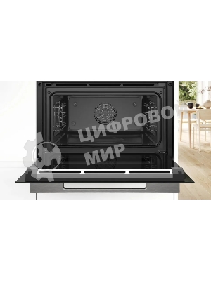 Компактный духовой шкаф-пароварка, черный, 14 режимов + комбинированные режимы, функция приготовление на пару 100%, 4-слойное остекление, 3 цветных текстовых TFT-дисплея 2,5