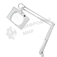 Лупа на струбцине Rexant, квадратная, 5D, с подсветкой, белая