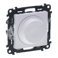 Диммер универс., с лиц. панелью, поворот. ручк., Белый