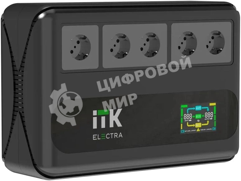 Источник бесперебойного питания Line-interactive 800ВА/480Вт, однофазный, LCD дисплей, с АКБ 1х9AH, 5xSchuko