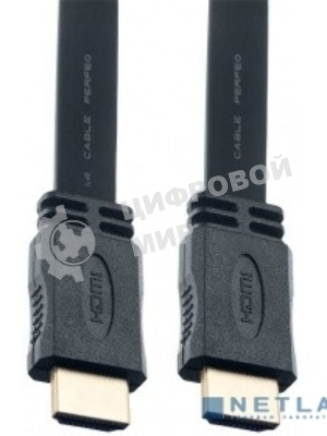 Кабель PERFEO HDMI A вилка - HDMI A вилка, плоский, ver.1.4, длина 2 м. (H1302)