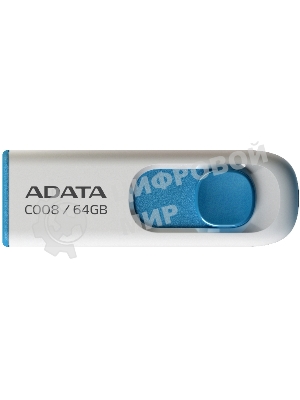 Флешка USB ADATA С008 (AC008-64G-RWE), 64Gb, USB 2.0, R/W 15/5, белый/синий