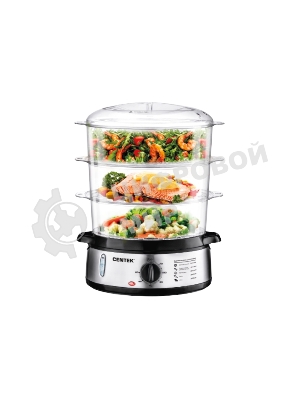Пароварка электрическая Centek CT-1457 9л 800Вт, стальной корпус, таймер 60 мин, 3 контейнера