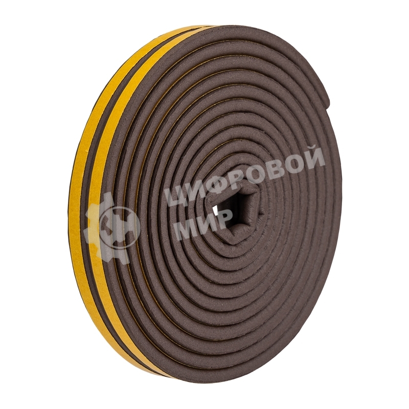 Уплотнитель самоклеящийся, коричневый, Р-профиль 9х5,5мм, для зазоров 2,5-4мм, упаковка по 6м PROconnect