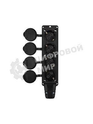 Розетка штепсельная Rexant четырехместная, влагозащищенная, с/з, 16 А, IP54, каучук