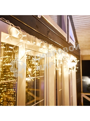 Гирлянда Neon-night Айсикл (бахрома) светодиодный, 4,0 х 0,6 м, белый провод каучук, 230 В, диоды теплый белый, 128 LED