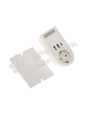 Сетевое зарядное устройство USB Rexant (2хUSB-A + USB-С) + розетка 220-250В с подсветкой и подставкой для телефона