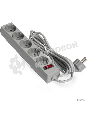 Сетевой фильтр ExeGate EX285800RUS EC-5-5G (5 евророзетки с заземлением, 5м, защита от перегрузки, выключатель с подсветкой, серый)