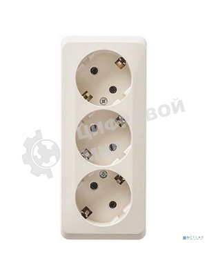 Розетка с заземлением без шторок 16А 250B, КРЕМ, ЭТЮД O/У тройная